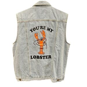 FRIENDS You’re My Lobster Denim Blue Jean Vest TV Show 1994-2004 Size Large NWT